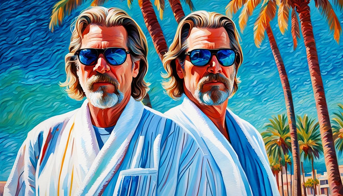 Jeff Bridges as The Dude: Watercolor Pop Art Portrait