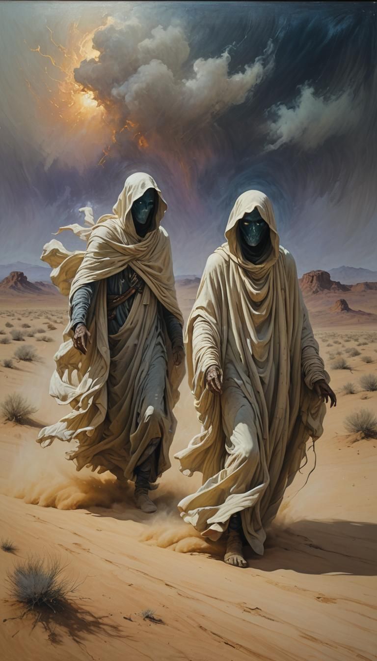 Desert Wraiths in Oil Painting Style