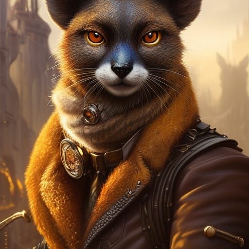 Intricate Steampunk Meerkat Gentleman Portrait
