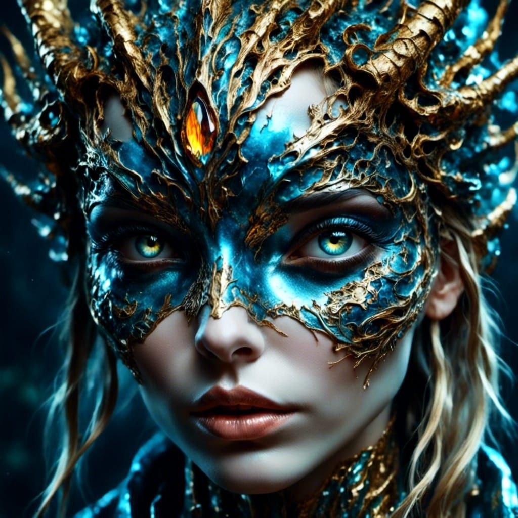 Dramatic Porcelain Woman with Ink Tears