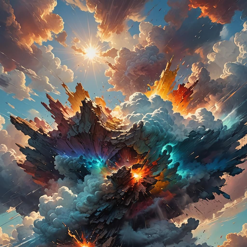 Dramatic Skies: Hyperrealistic Splash Art Concept