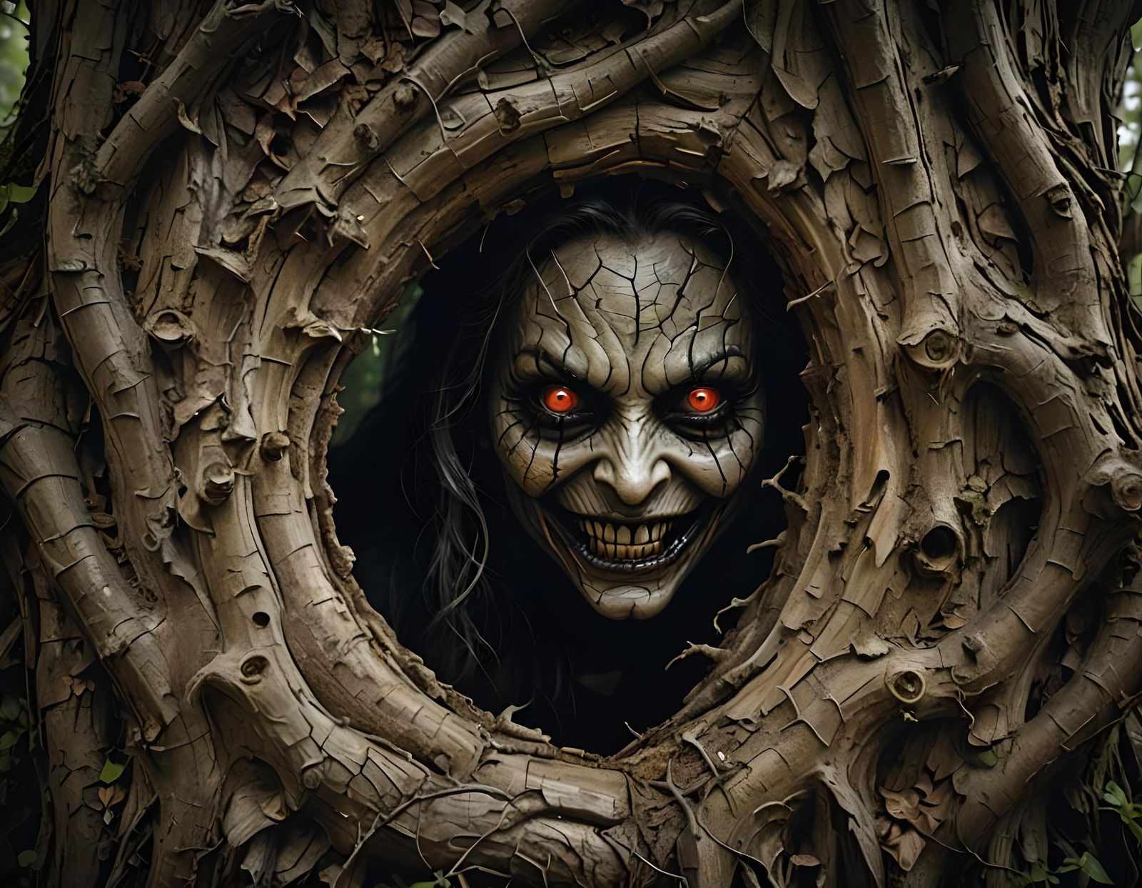 Creepy Demon Girl in Haunted Forest