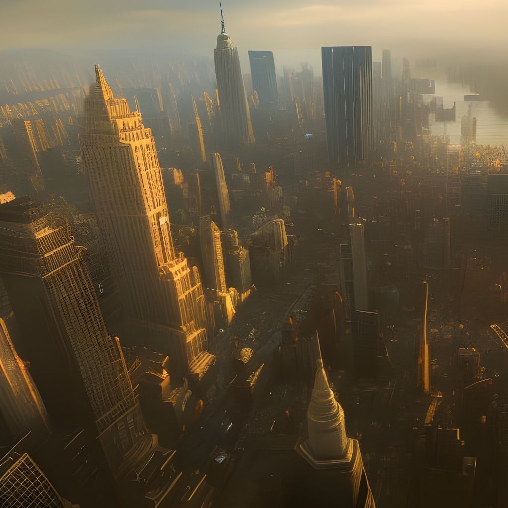 Fantastical Detailed Matte Painting of New York