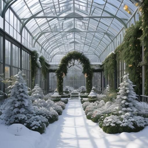 AI Generated Winter Garden Scene