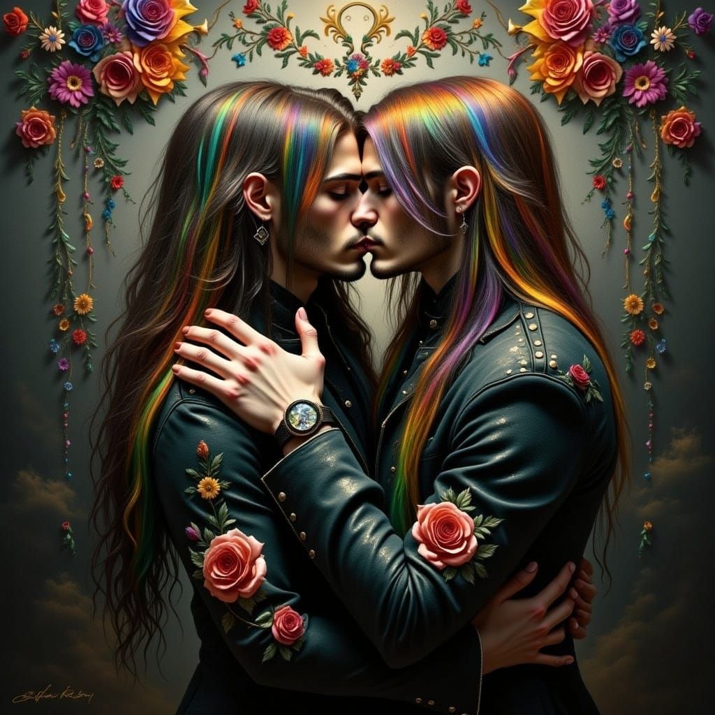 Rainbow Glitter Goth Metalheads Portrait