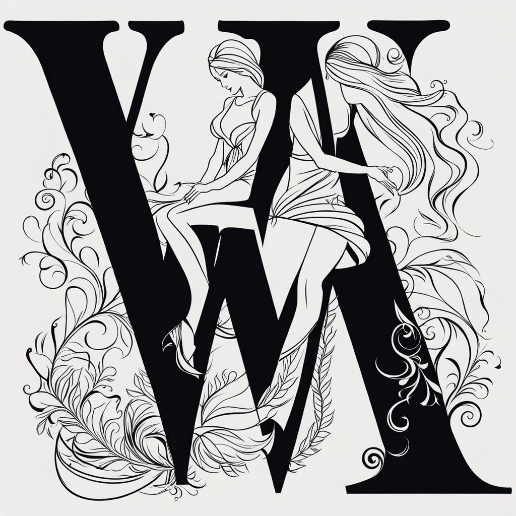 Woman Silhouette Integrated in Letter W