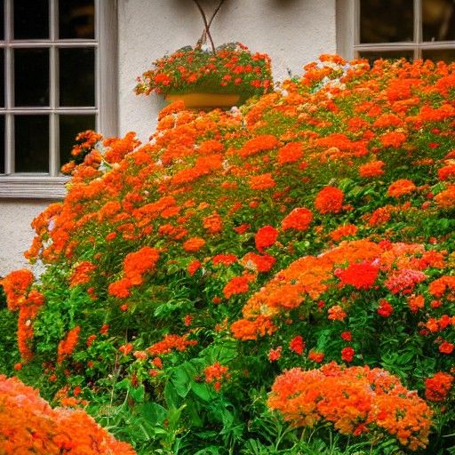 Hyperrealistic Orange Cat in Rainy Flower Garden