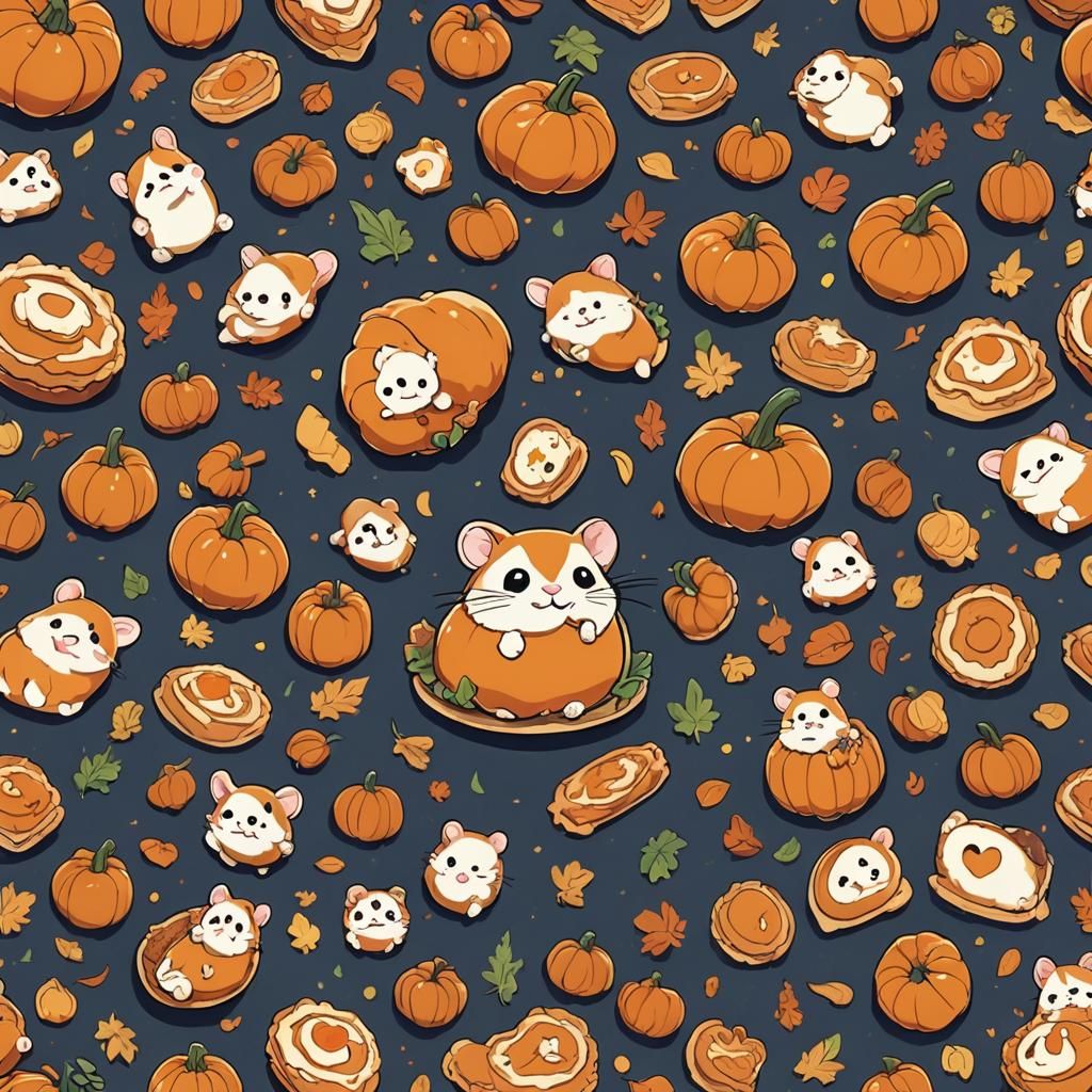 Pumpkin Pie Hamster in Anime Style