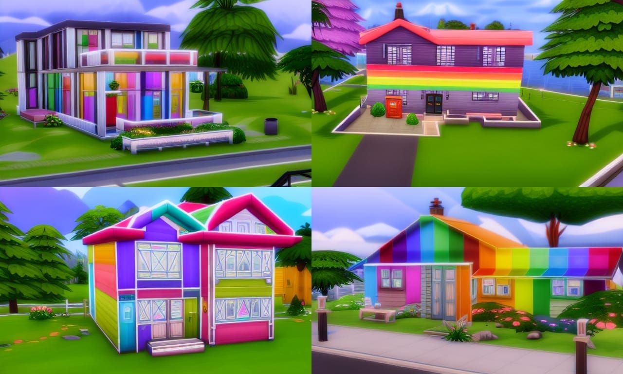 Rainbow House Design in Sims 4