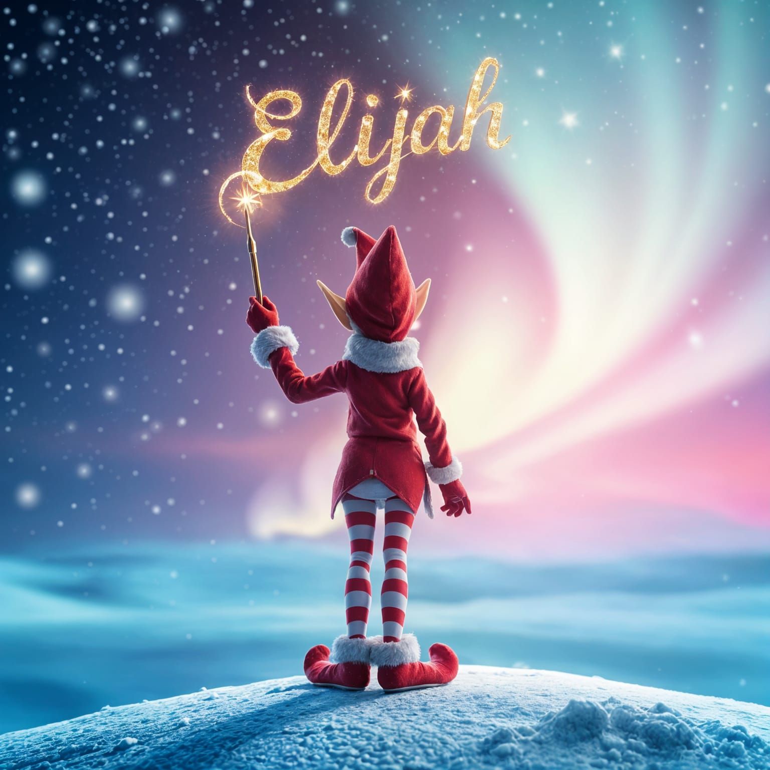Elf on the Shelf Writes Name in Starry Sky