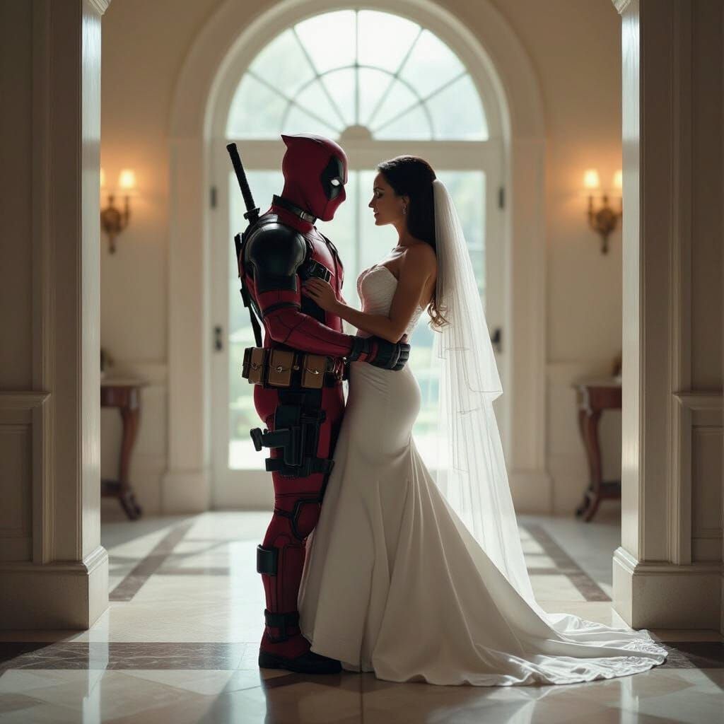 Alien Carries Deadpool Bride Over Threshold in Realistic Fil...