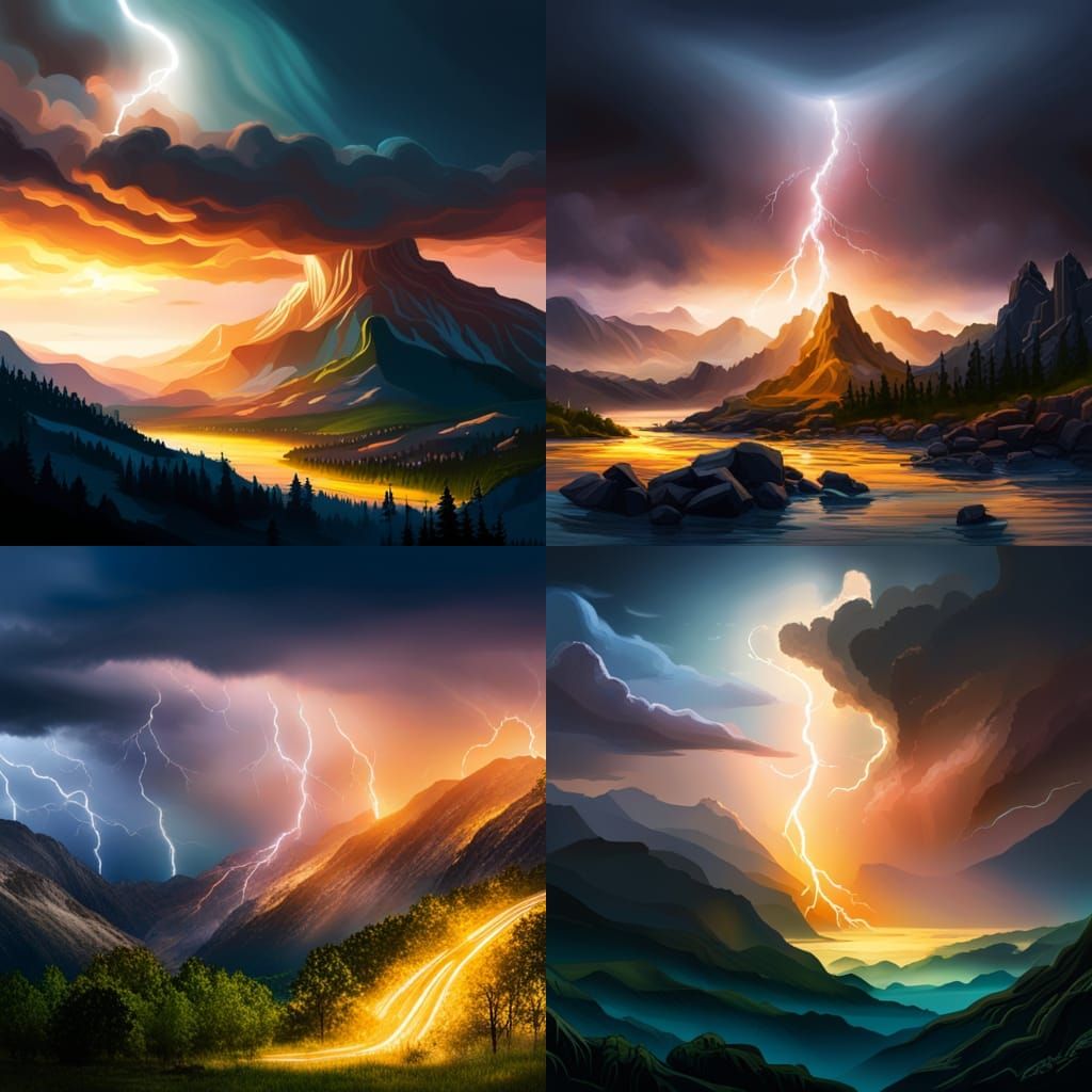 Epic Lightning Storm Over Forest in Hyperrealism