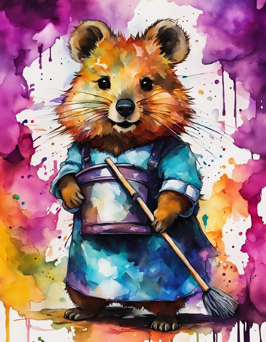 Vibrant Quokka in Maid's Uniform