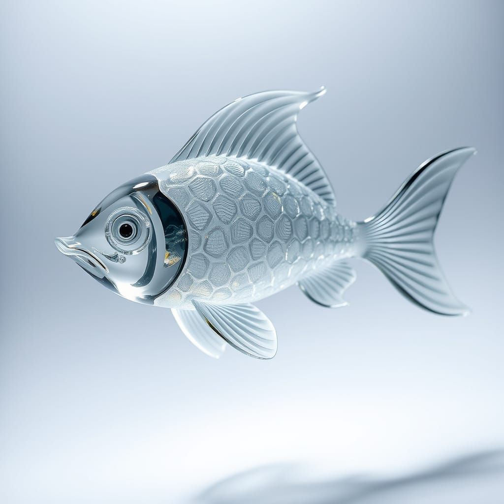 Glass Fish Swimming in Light, Ultra-Detailed
