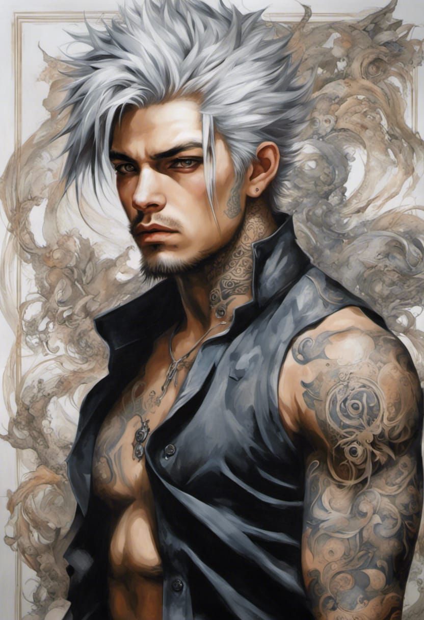 Hatake Kakashi Portrait in Oil Painting Style