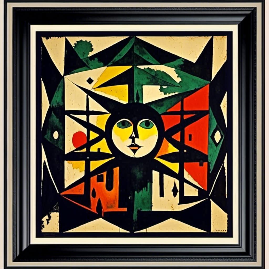 Dark Occult Psychedelic Ink Print in Cezanne Style