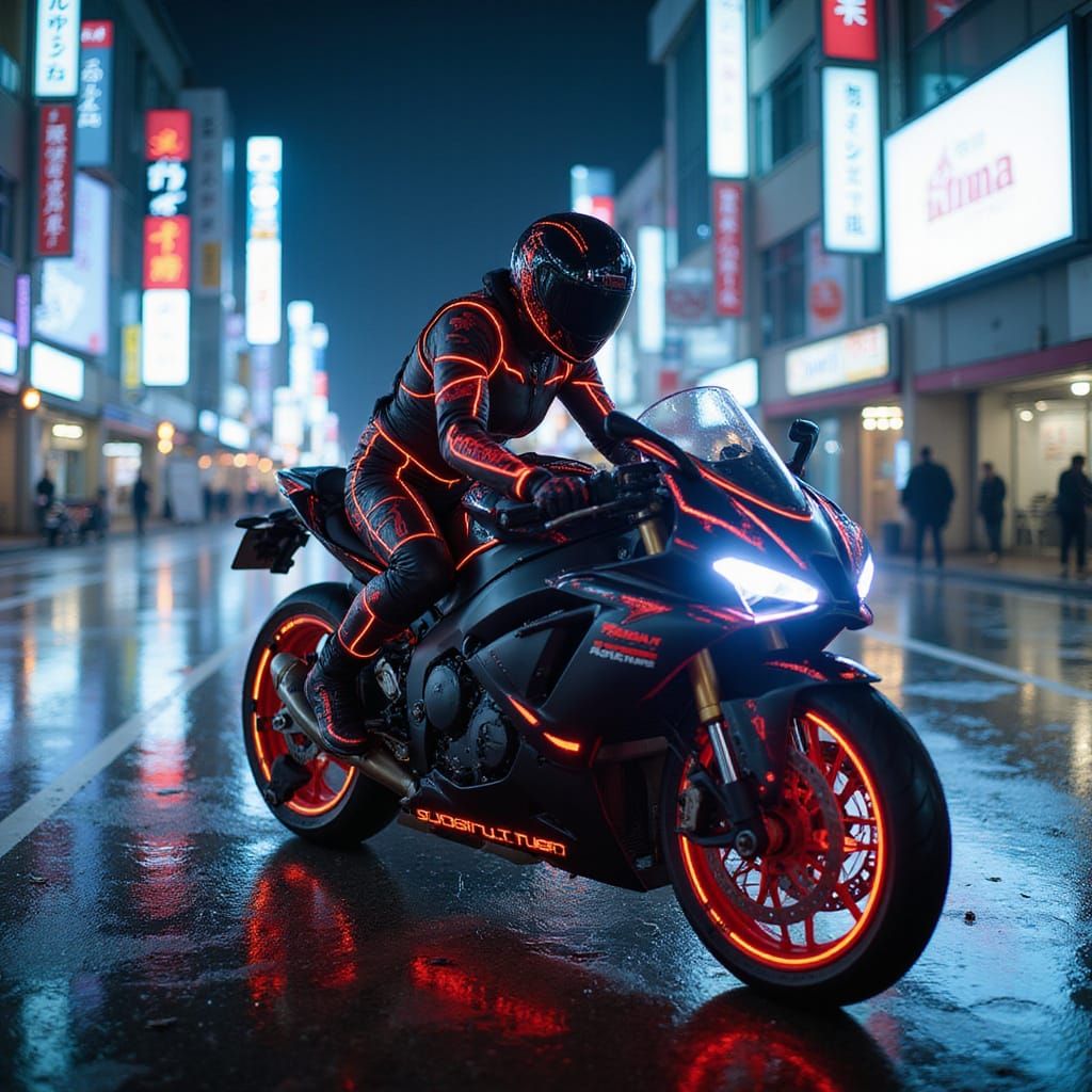 Cyberpunk Racer on Tokyo Streets in Neon Lights