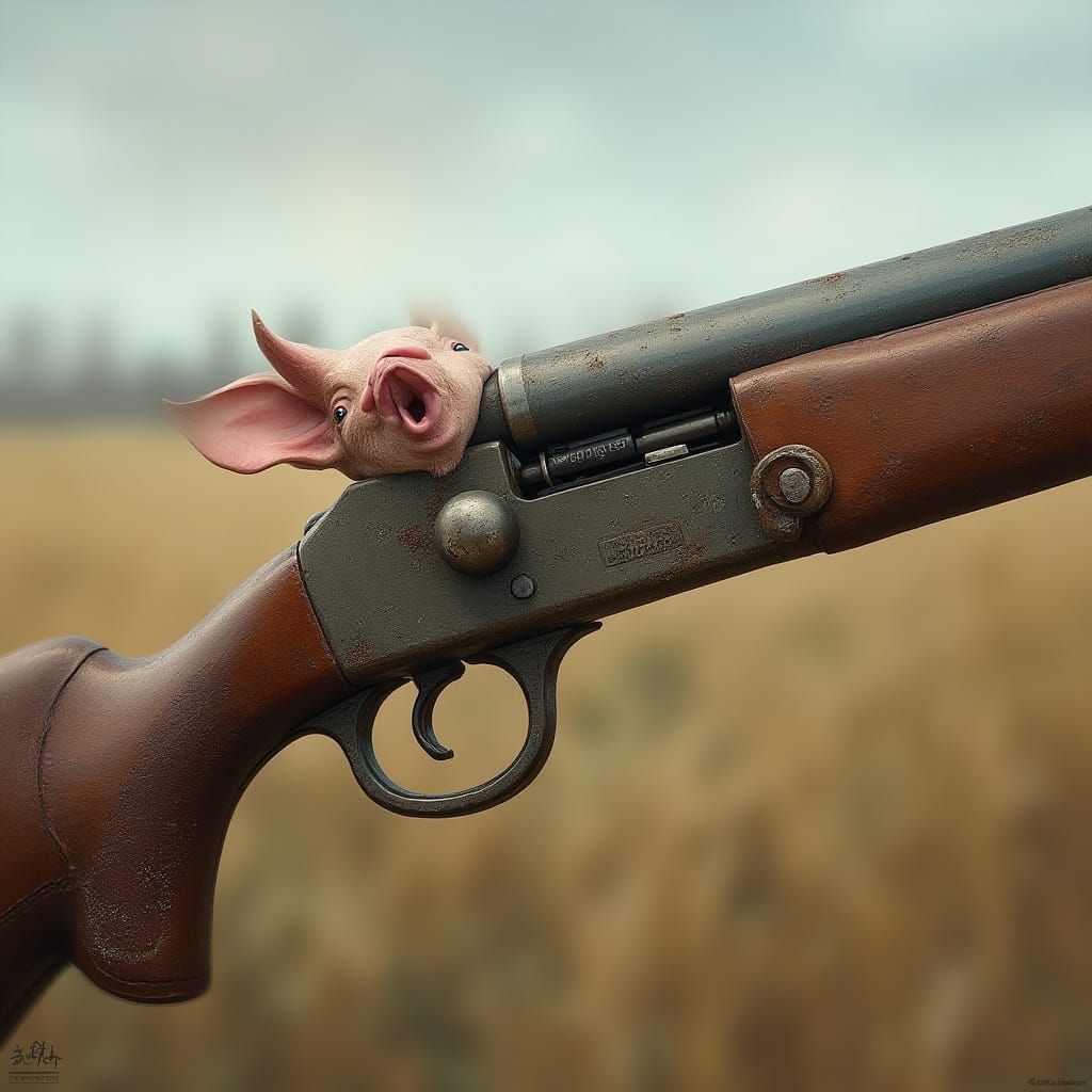 Rustic Shotgun in Gritty Rural Landscape