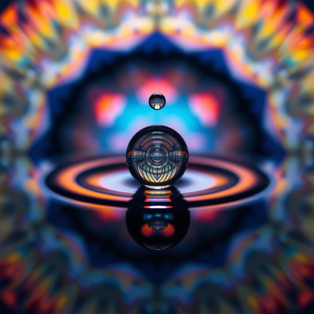 Prismatic Water Drop Kaleidoscope Reflecting Light