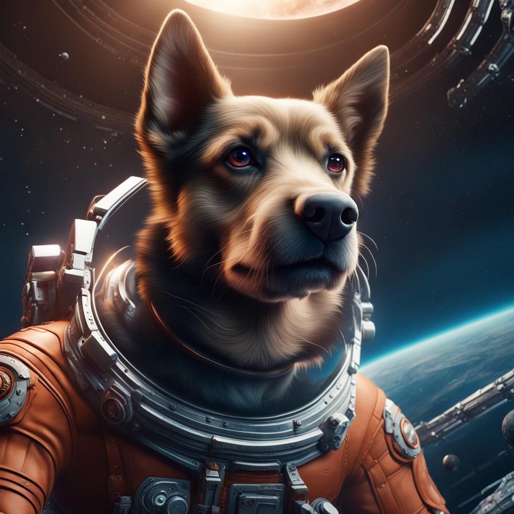 Dog in Space: Detailed Matte Painting