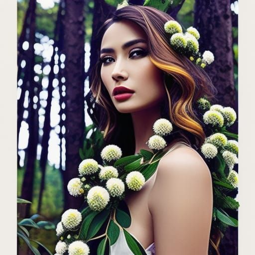 Forest Goddess Portrait in Dark Fantasy Style