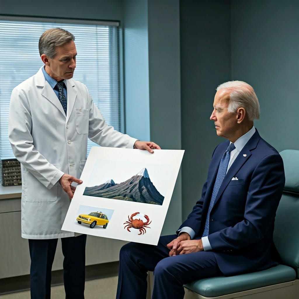 Joe Biden Receives Medical Document in Hyperrealist Style