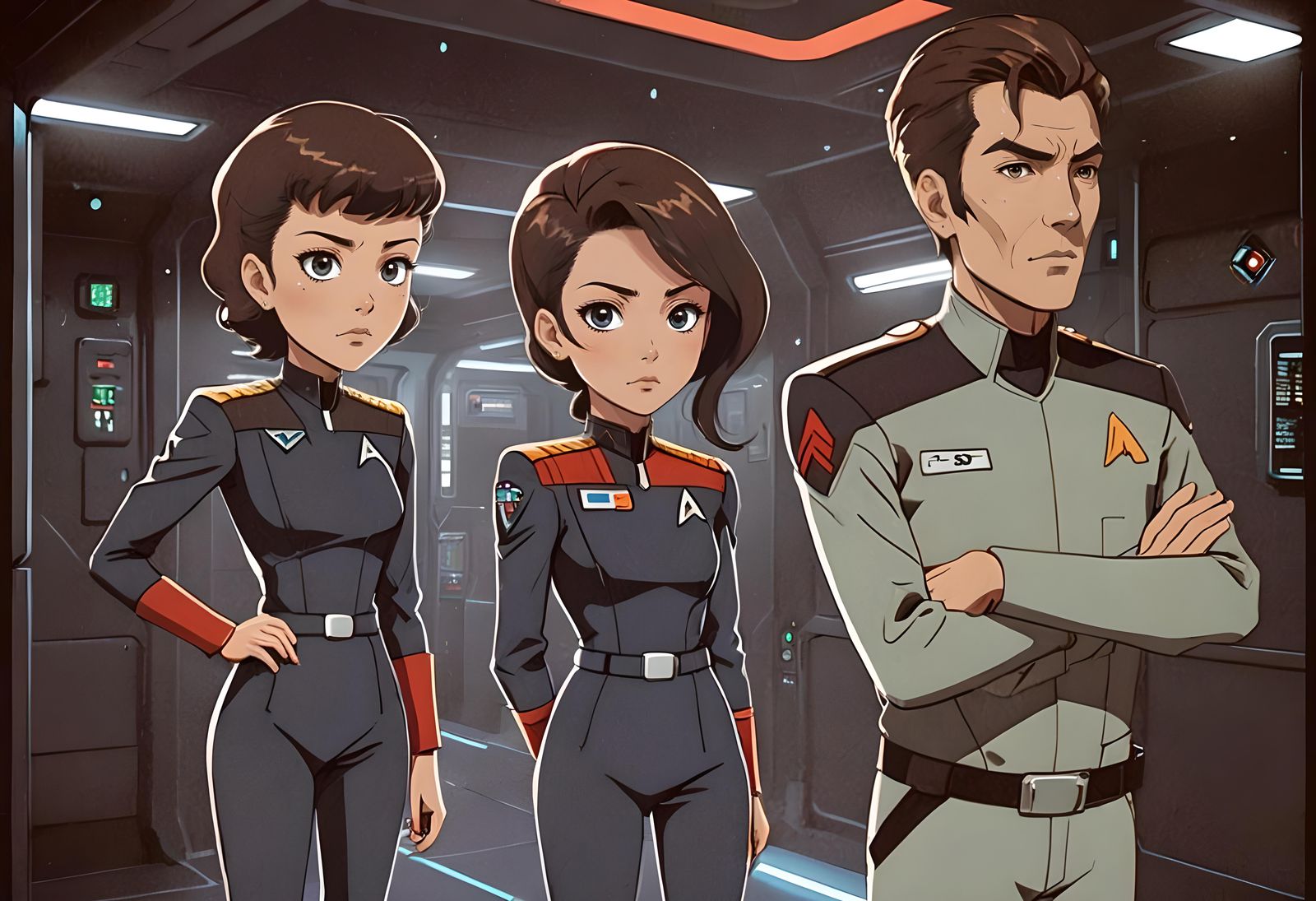 Star Trek Crew in Neo-Noir Anime Illustration