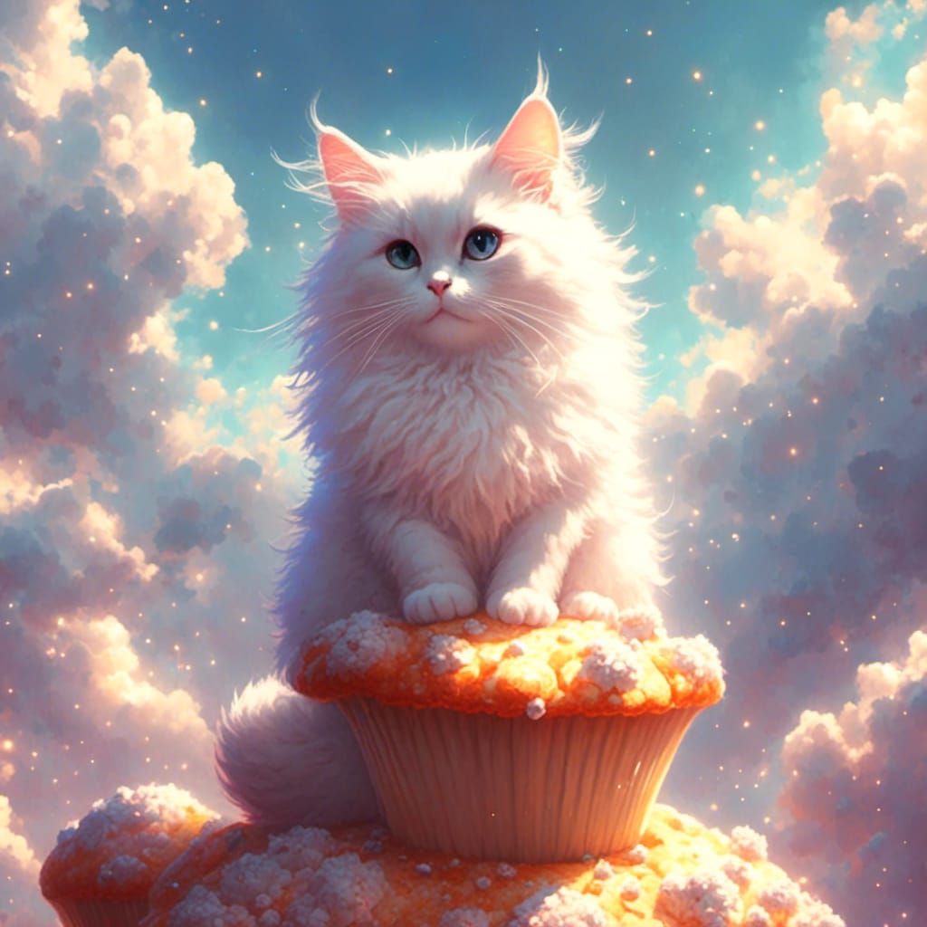 Ragdoll Cat Enjoying Muffin in Divine Light