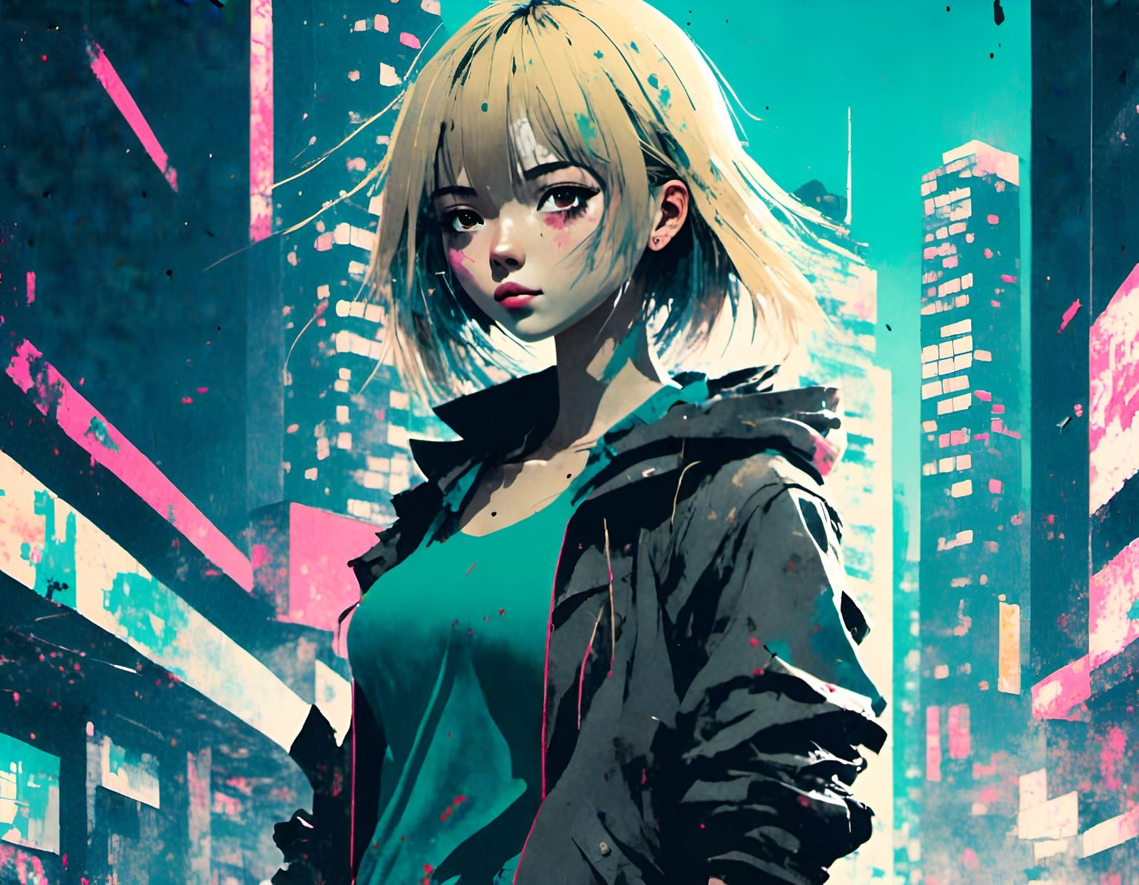 Anime Girl in Robotic Suit, Neo Tokyo Night