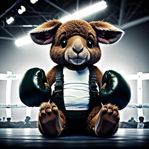 Boxing Kangaroo Cartoon Character Ready to Fight