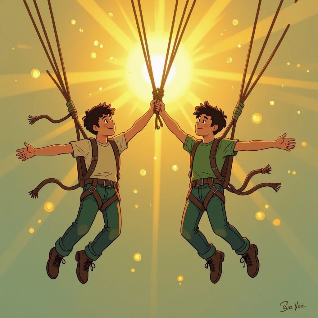 Bungee Jumpers in Hyperspace: Impressionist Whimsical Art