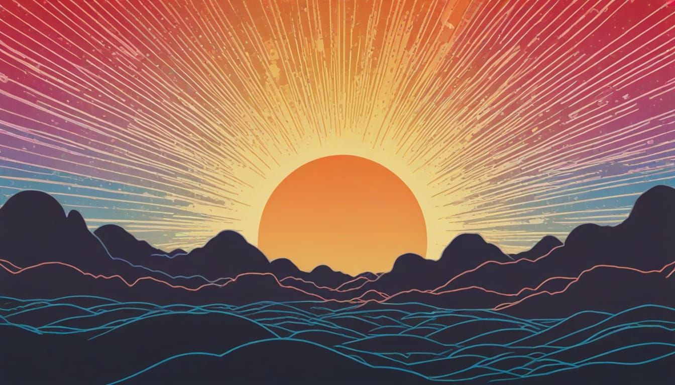 Pac-Man Sunrise: A Whimsical Ink Illustration