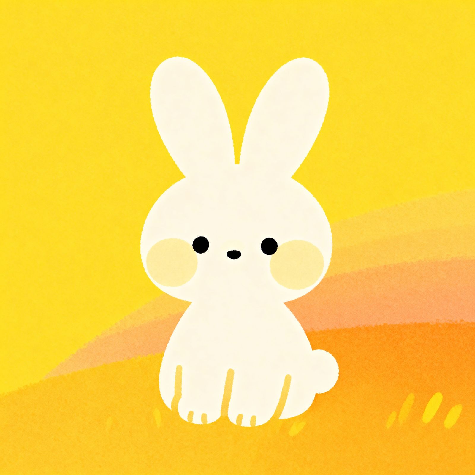 Minimalist 2D Bunny Illustration in Vibrant Yellow