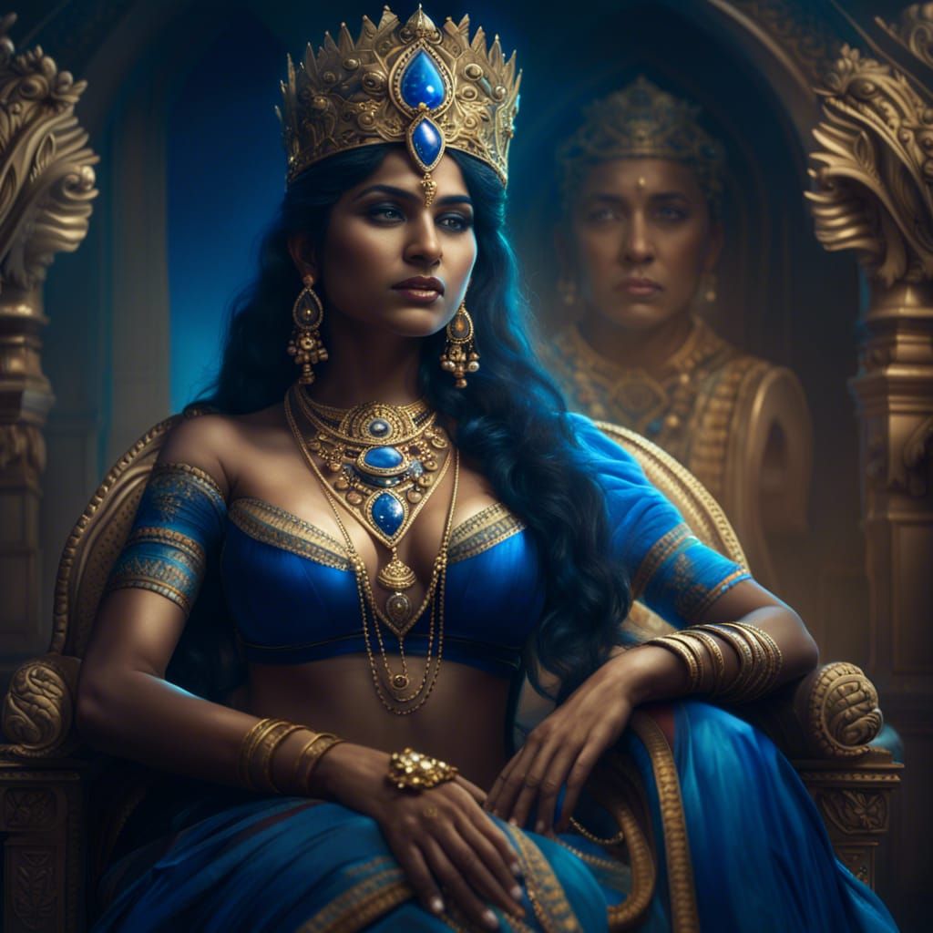 Indian Queen on Throne: Digital Matte Painting