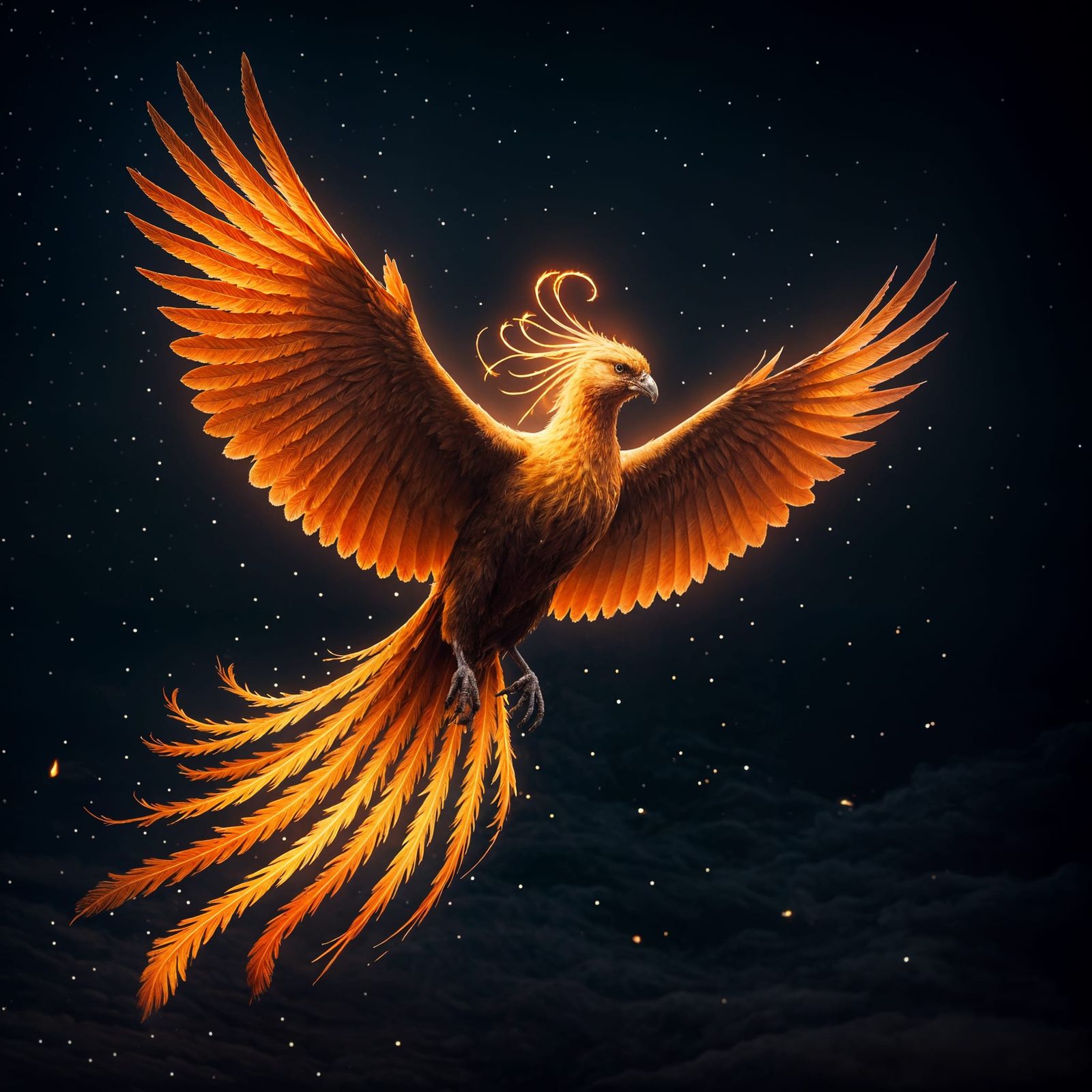 Phoenix Soars Through Dark Skies in a Vibrant, Impressive Ni...