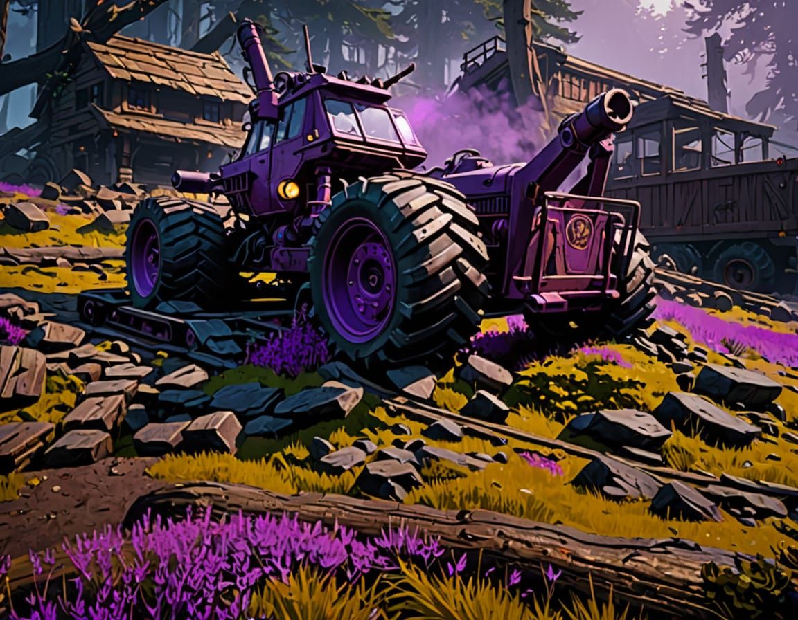 Log Skidder in Mystical Forest: Dark Fantasy Art