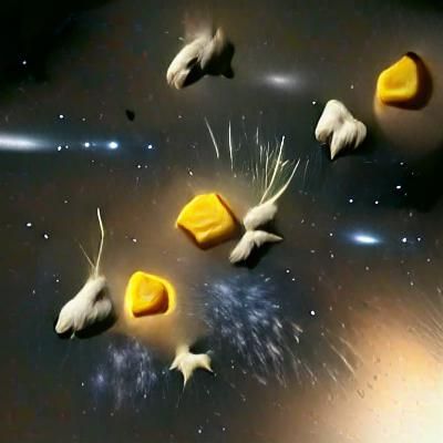 Cheese Asteroids Floating Through Space