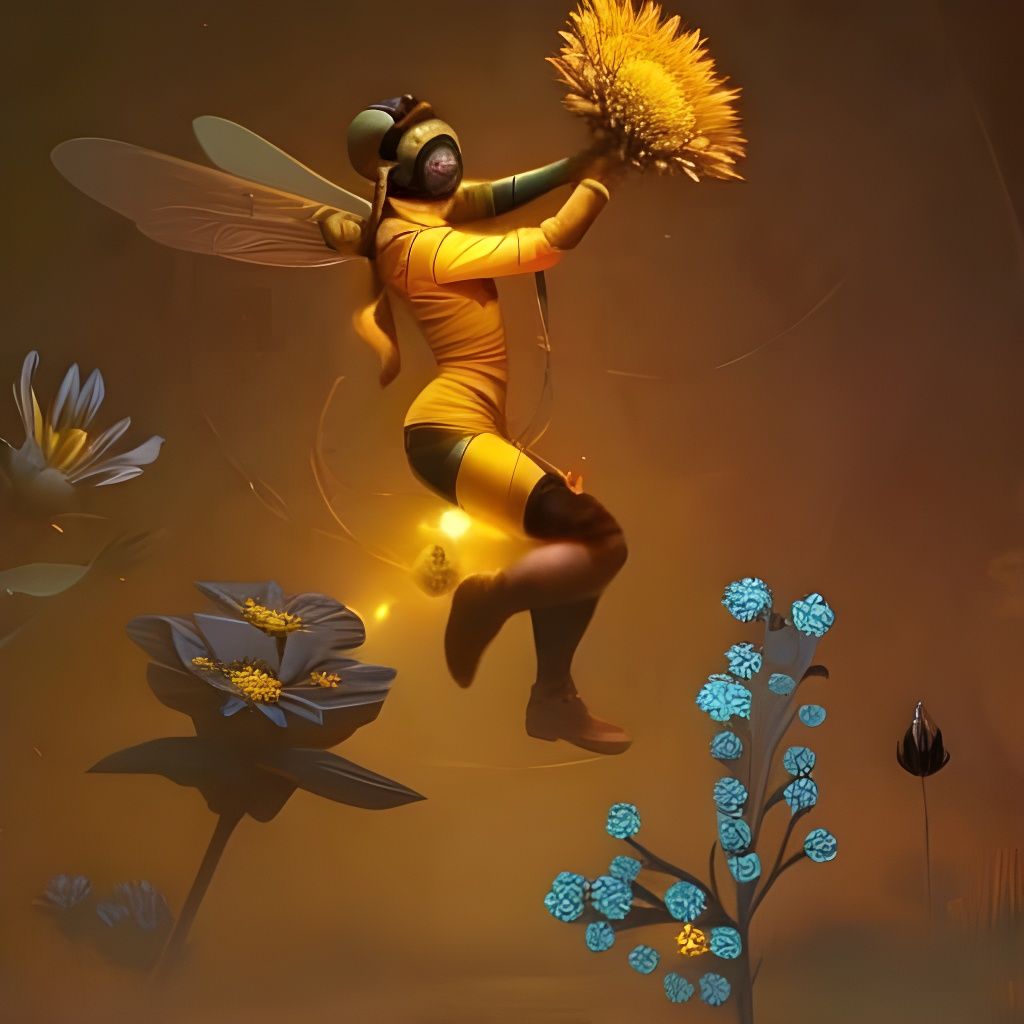 Radioactive Bee Mural in Art Nouveau Style