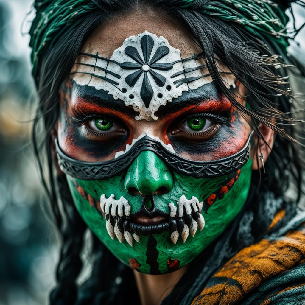 Day of the Dead Mask Portrait: Gritty Realism