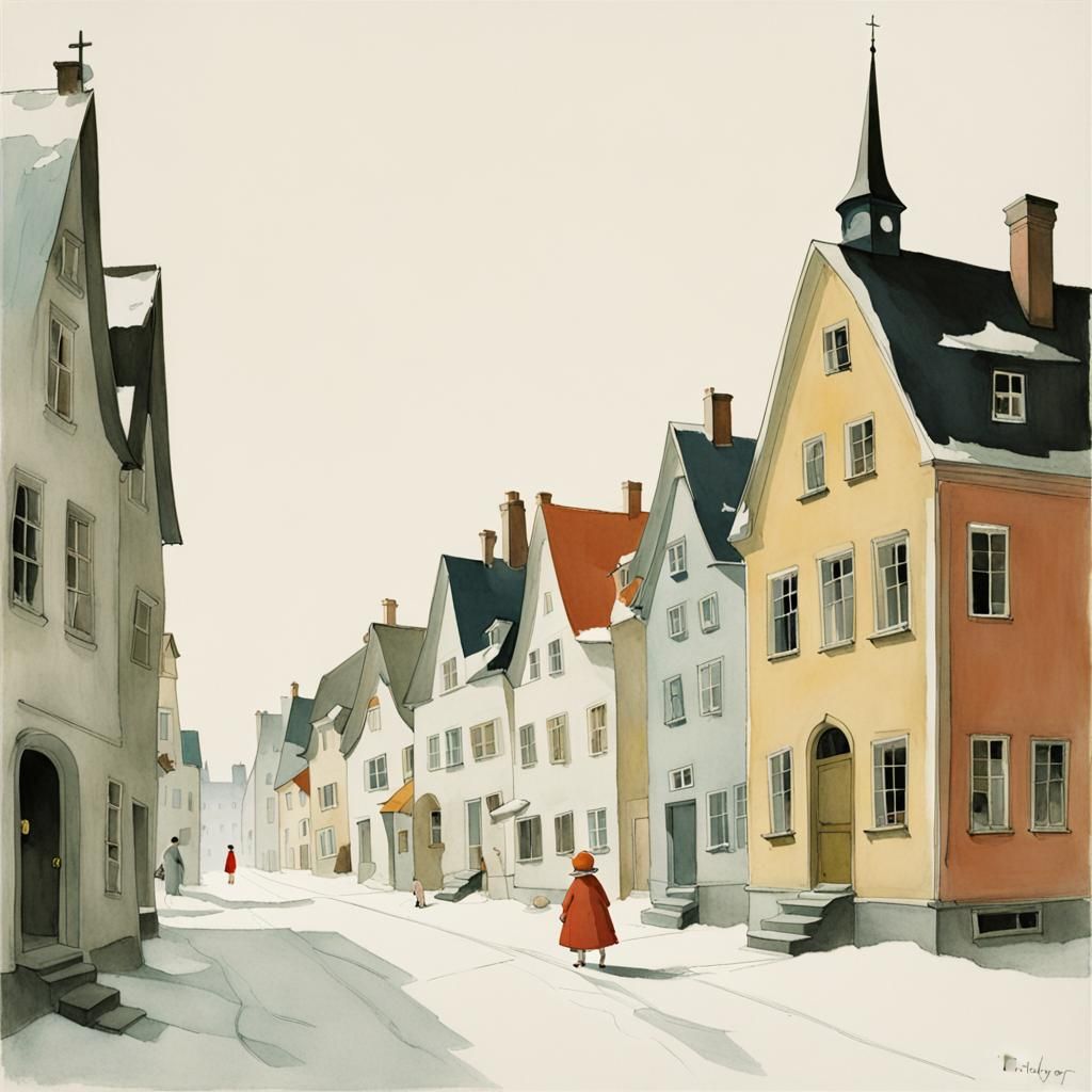 Charming Little Town Inspired by Children's Illustration