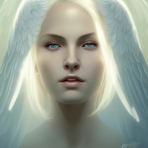 Angelic Woman with Golden Halo, Digital Art