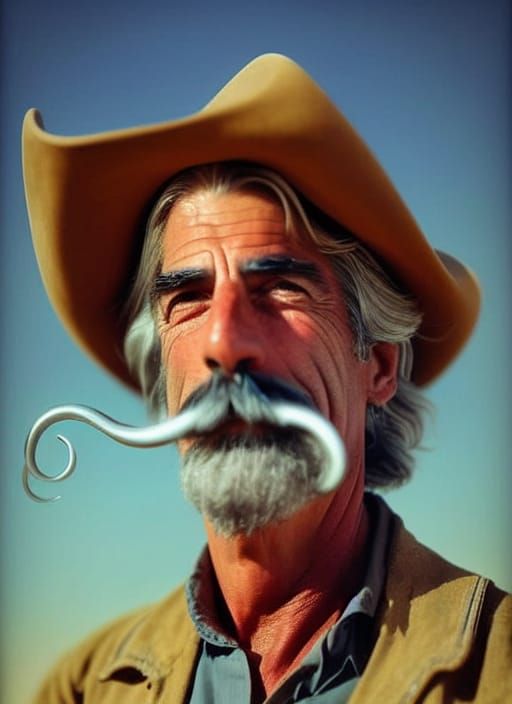 Old Cowboy Outlaw in Desert, Film Still