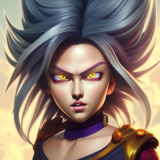 Super Saiyan Princess Portrait in Hyperdetailed Style