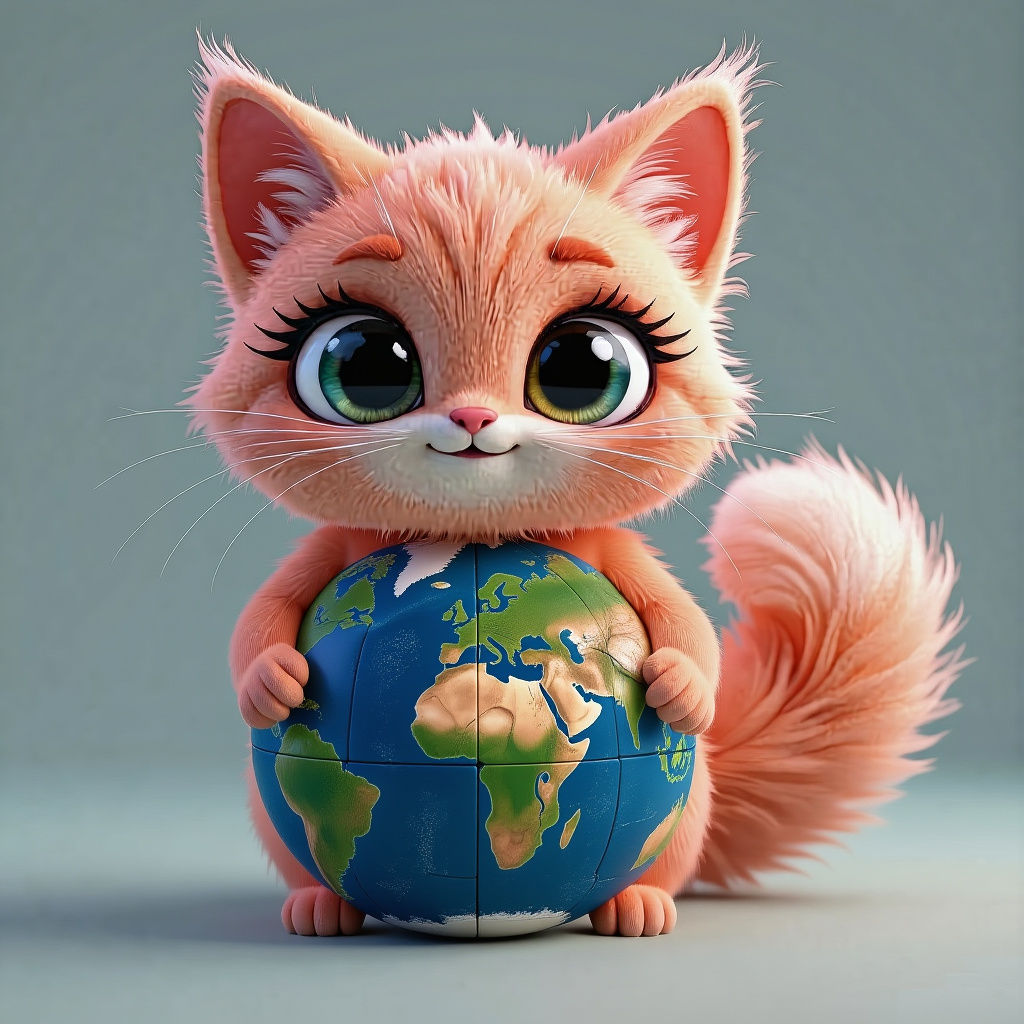 Coral Cat Ball: A Whimsical 3D Render