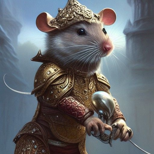 Armored Mouse in Fantasy, Digital Art Style