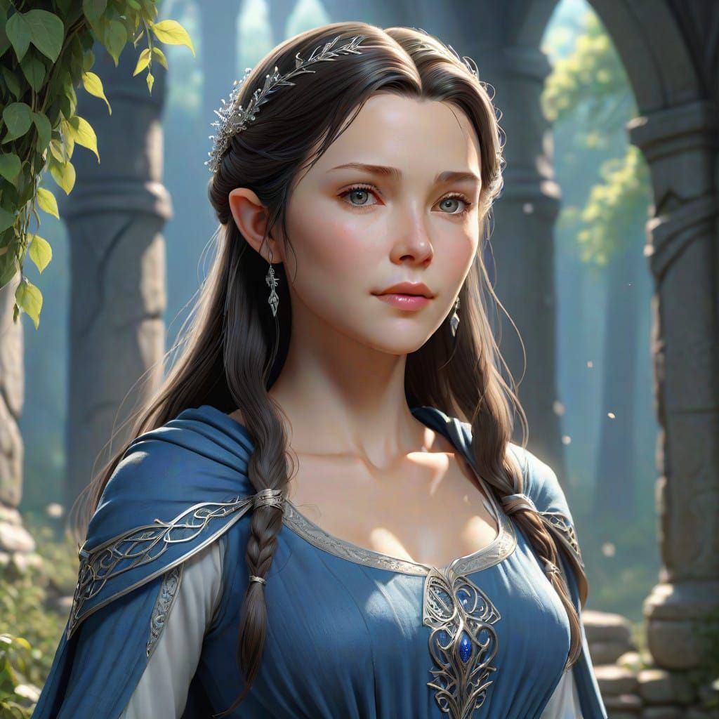 Ethereal Arwen in Detailed 3D Anime Art