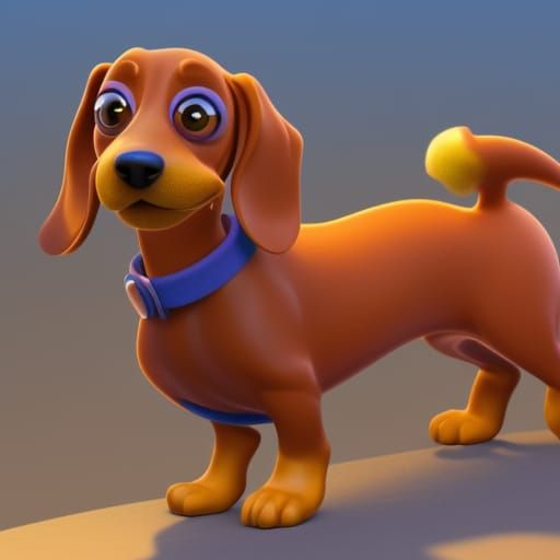 Dachshund in Pixar Style 3D Digital Art