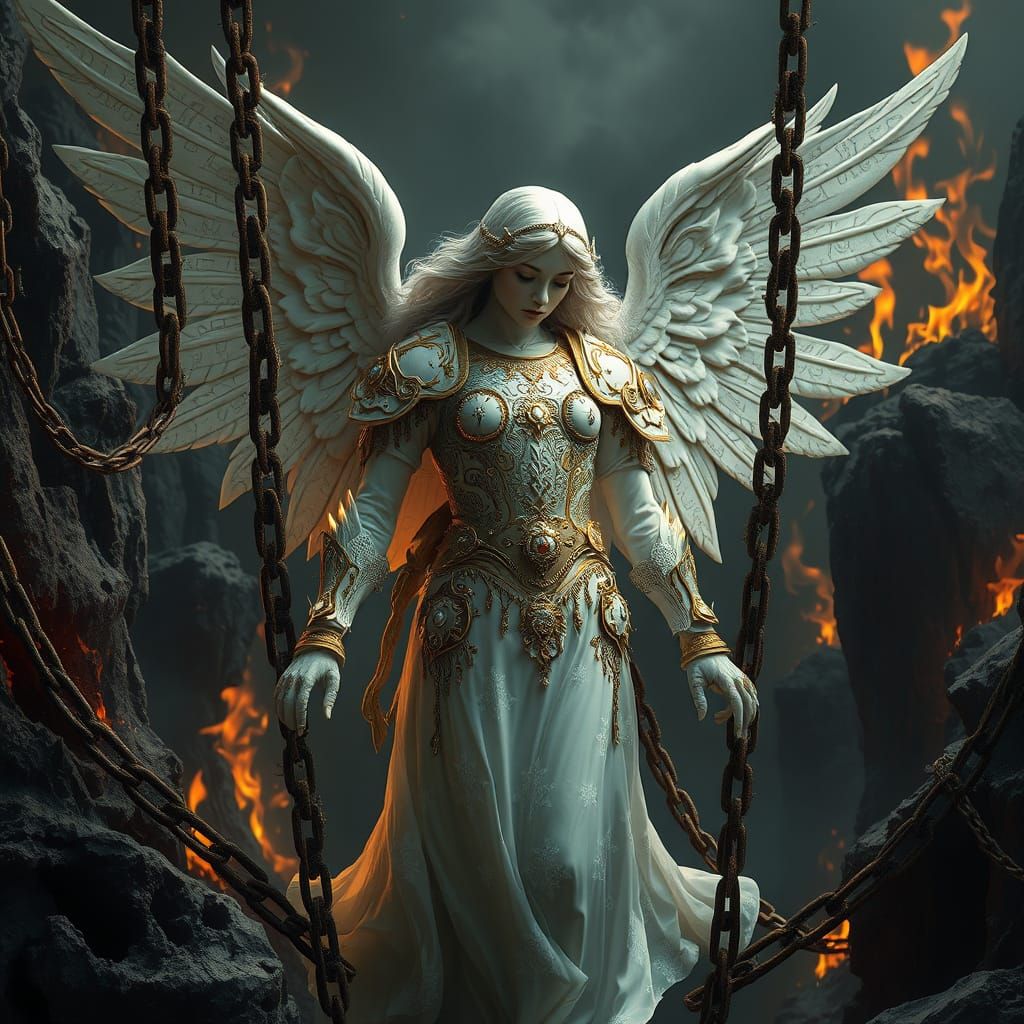 Angel of Light Imprisoned in Dark, Baroque Hellscapes