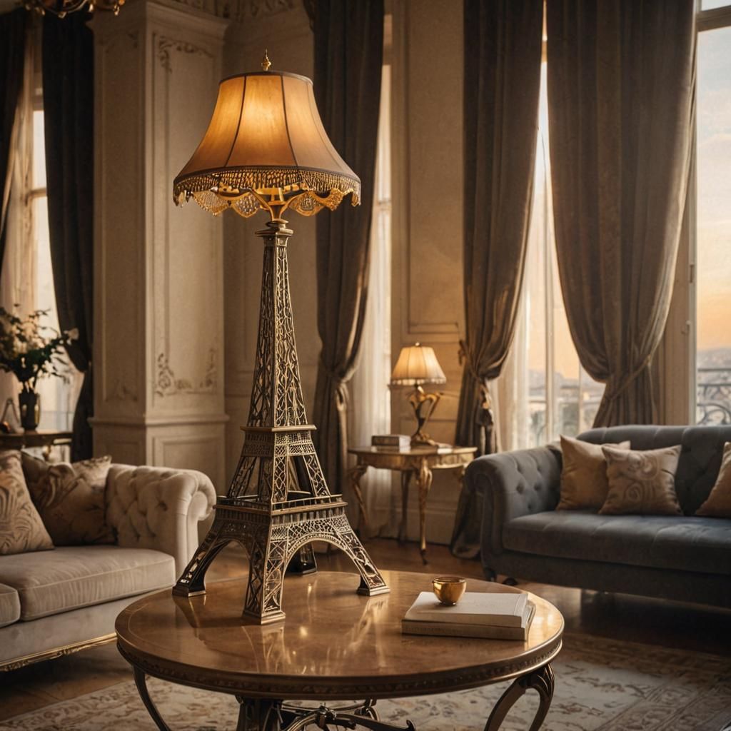 Eiffel Tower Lamp in Art Nouveau Style