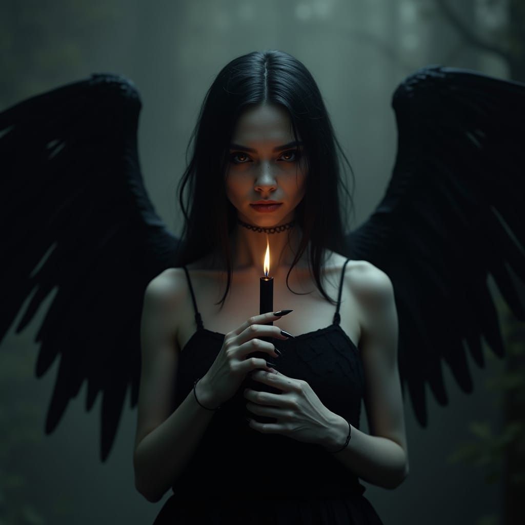 Gothic Goddess of Chaos in Dark, Mystical Atmosphere